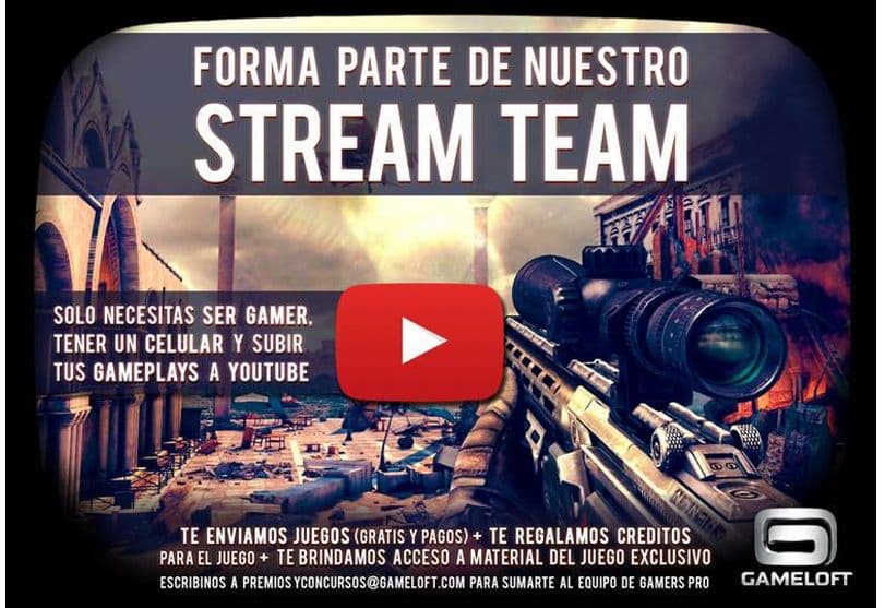 Portada de Gameloft convoca gamers para su Stream Team de reviews en Youtube